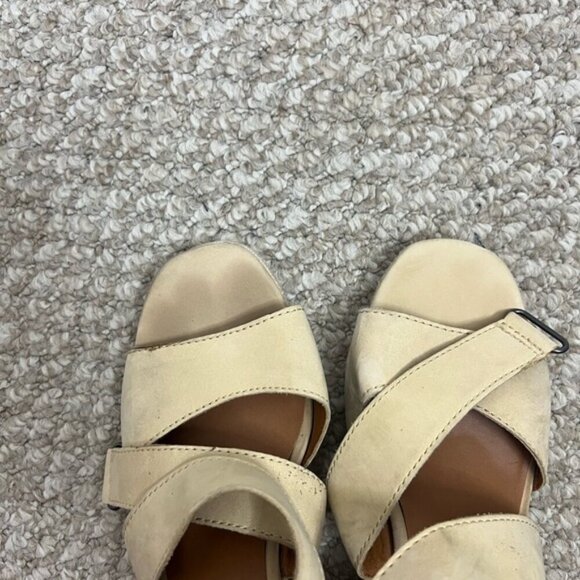 Lucky Brand  Mendona Espadrille Wedge Sandal heels size 7 cream tan - Picture 7 of 13